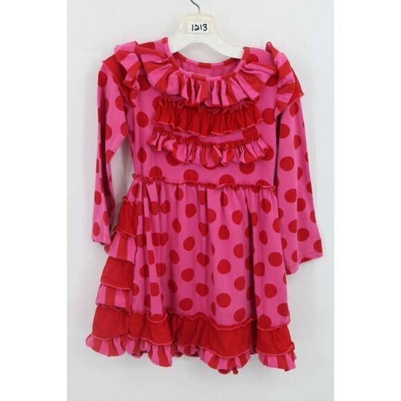 Mustard Pie Red And Pink Polka Dot Ruffle Dress Size 2t - Picture 1 of 7